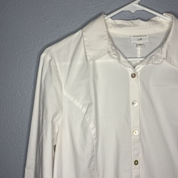 J. Jill White Long Sleeved Full Button Front Collared Tunic Size Large - Picture 9 of 14